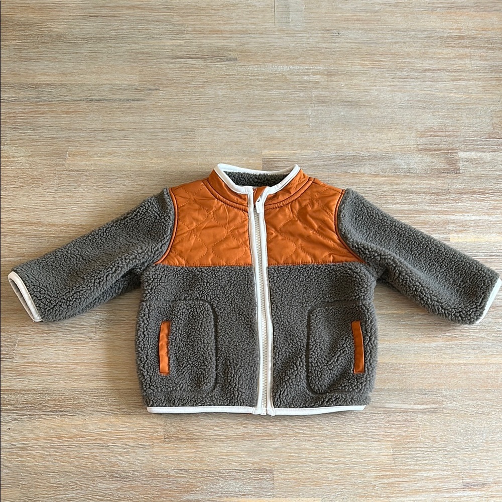 ON | Gray and Orange Quilted Jacket | 6-12m